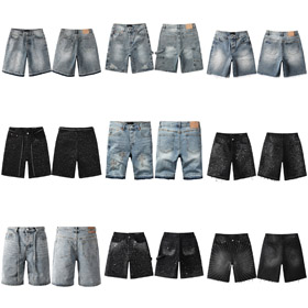 Púrpura Nuevo caliente diamante vaquero retro pantalones cortos lavados recto-4254  