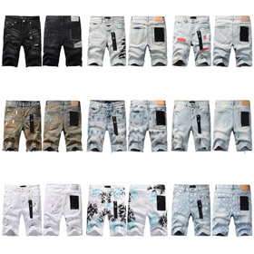 Púrpura Nueva marca de pantalones cortos vaqueros elásticos rasgados parche slim fit pantalones cortos casuales-4255  