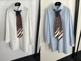 Louis Vuitton (LV) new collection monogram logo tie-neck collar shirt dress-5411  